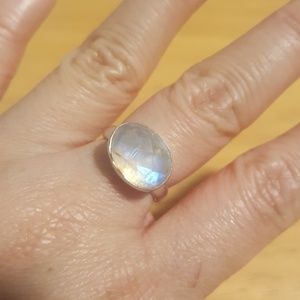 Sold: E-W Faceted Moonstone Sterling Ring Size 5.5